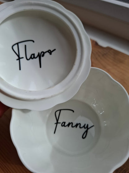 'Fanny Flaps' Upcycled Butterfly Handle Trinket Pot