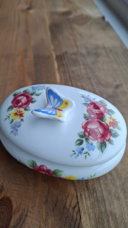 'Bitch' Upcycled Butterfly Floral Trinket Pot