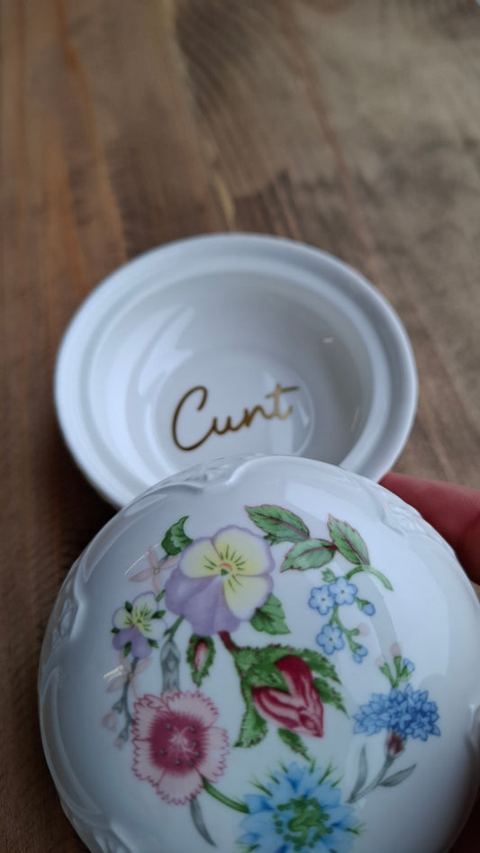 'Cunt' Upcycled Pretty Aynsley Trinket Pot