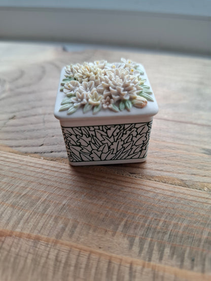 'Cunt' Upcycled TINY Floral Cubed Trinket Pot