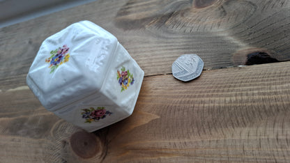 'Arsehole' Upcycled Hexagonal Floral Trinket Pot (MARKS ON SIDE)