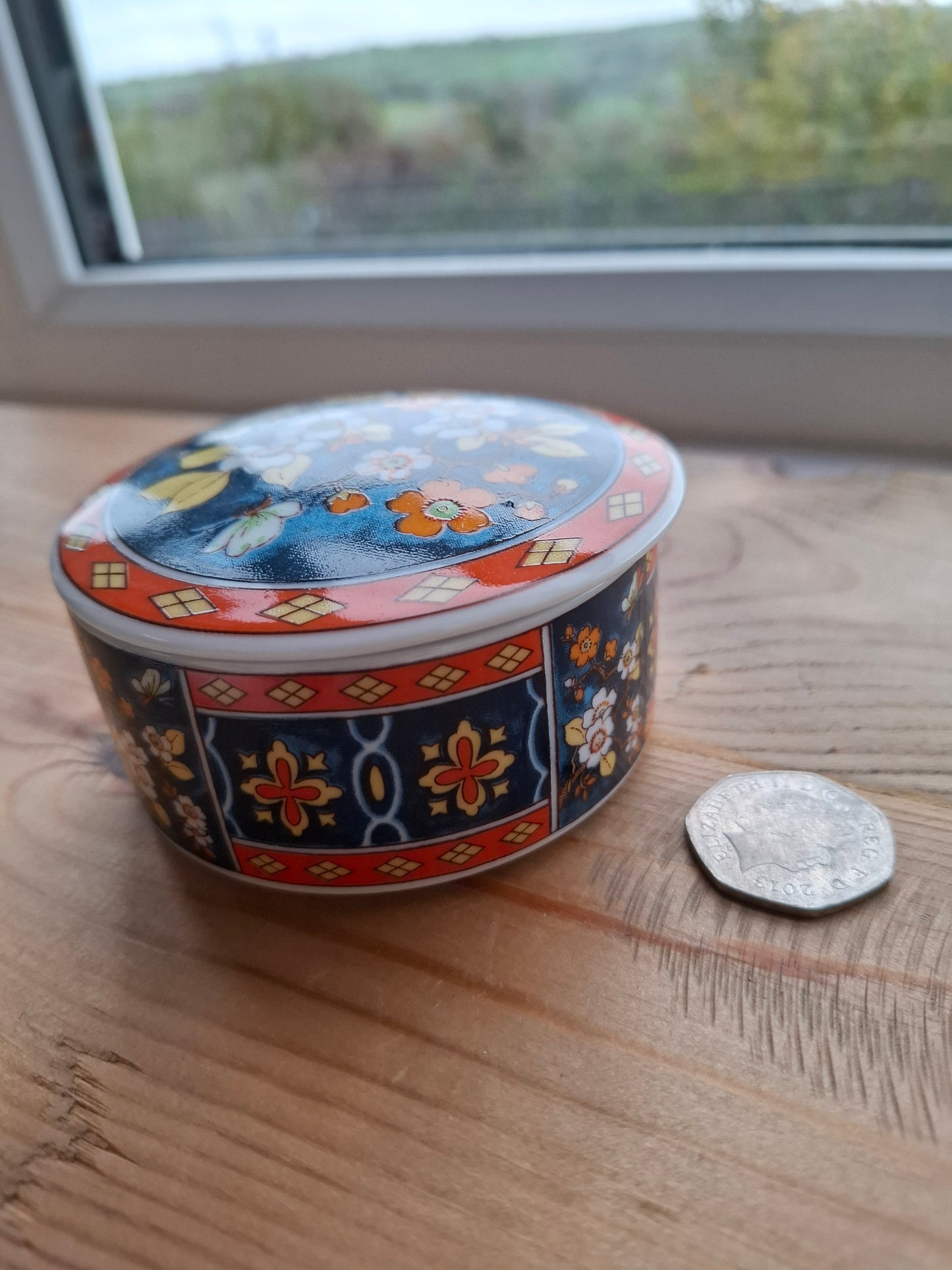 'Cunt' Bright Orange/Navy Patterned Trinket Pot