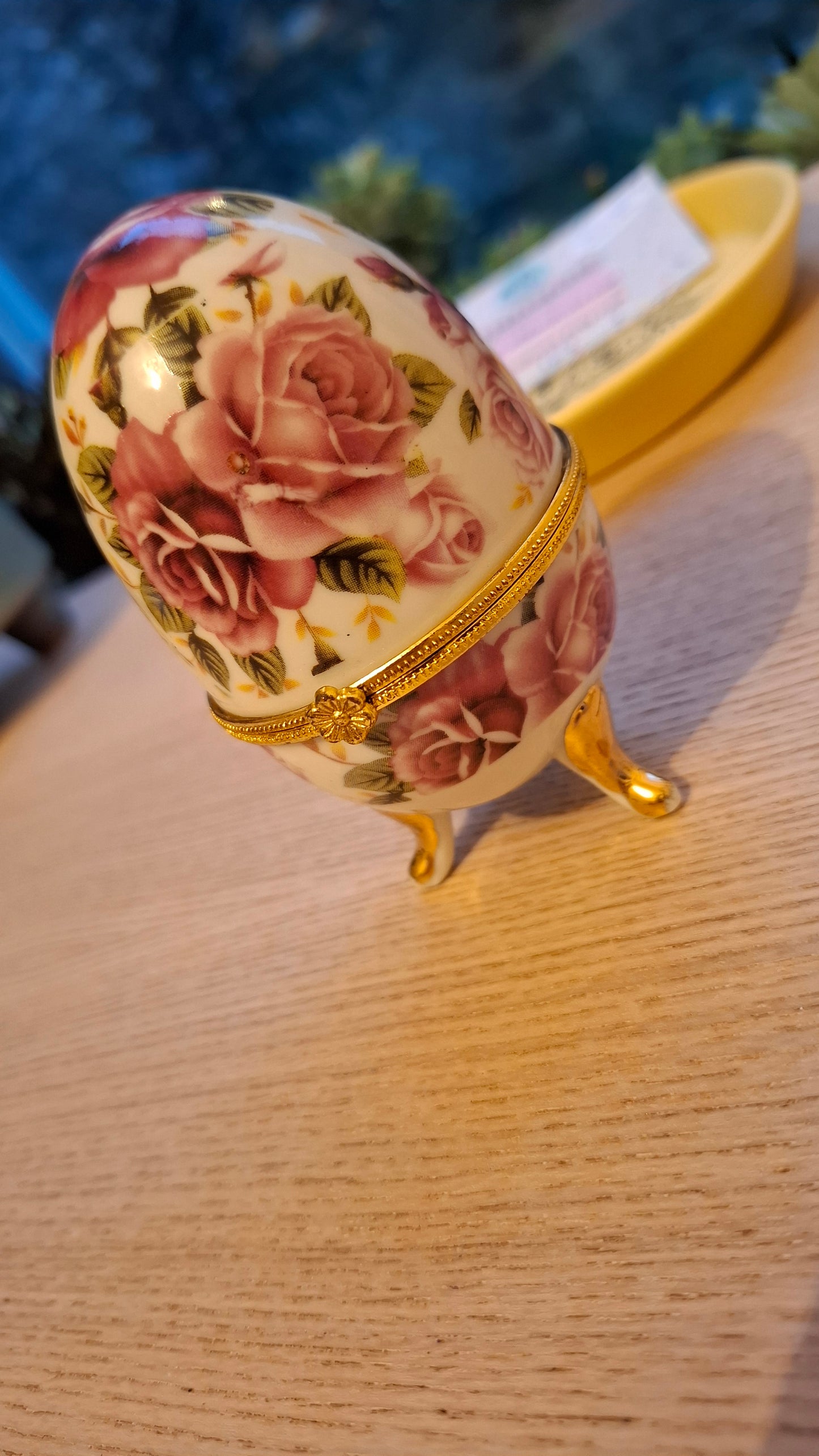 'Cunt' Upcycled Pink Rose Large Egg With Feet Trinket Pot