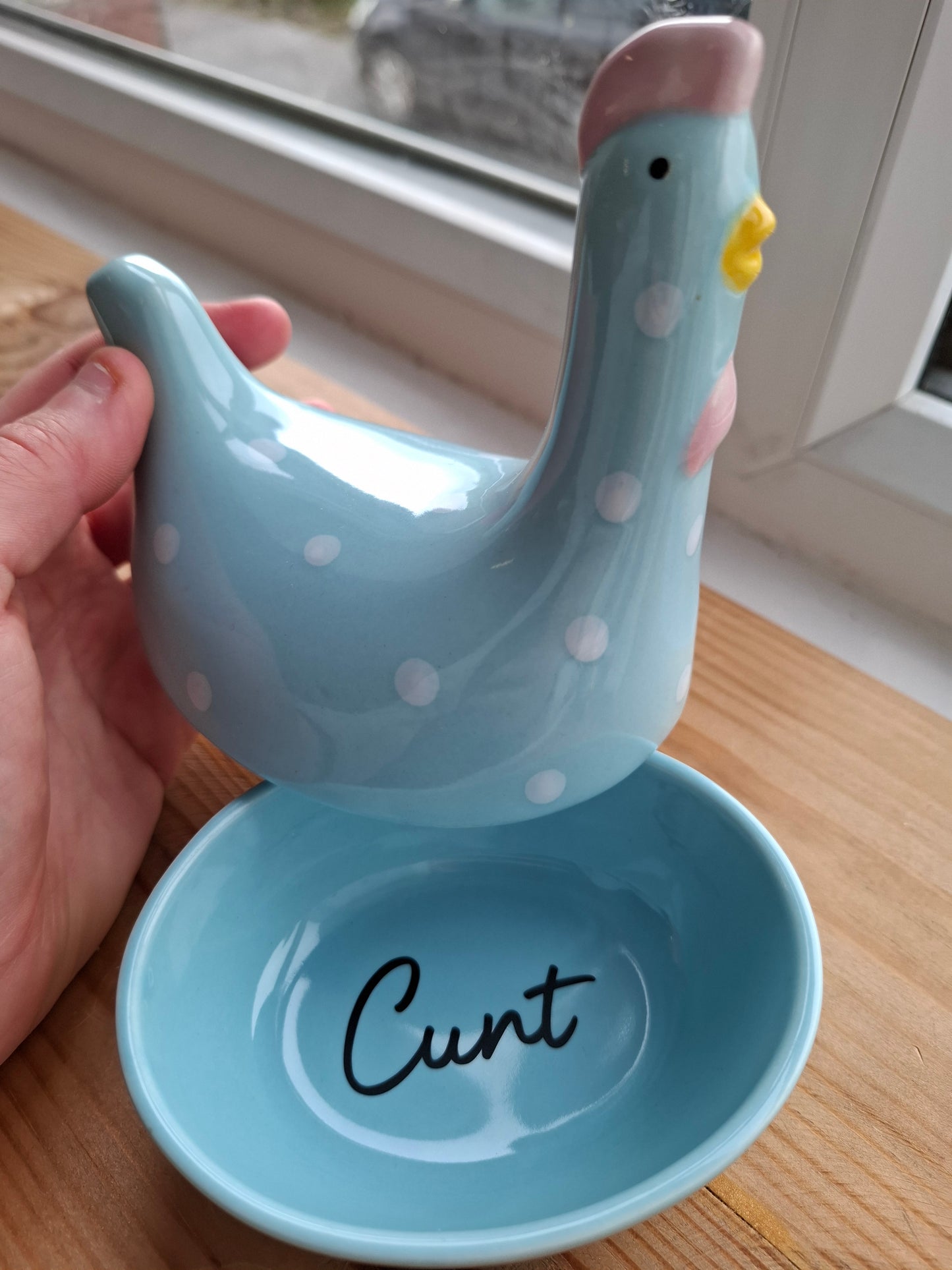 'Cunt' Upcycled Blue Chicken Trinket Pot
