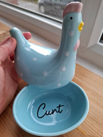 'Cunt' Upcycled Blue Chicken Trinket Pot