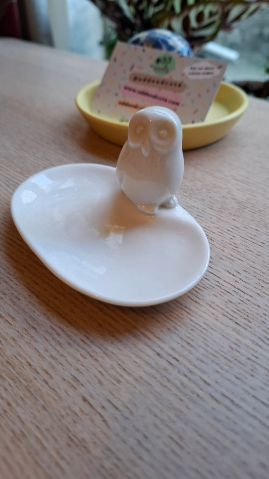 White Owl Ring/Jewellery Dish