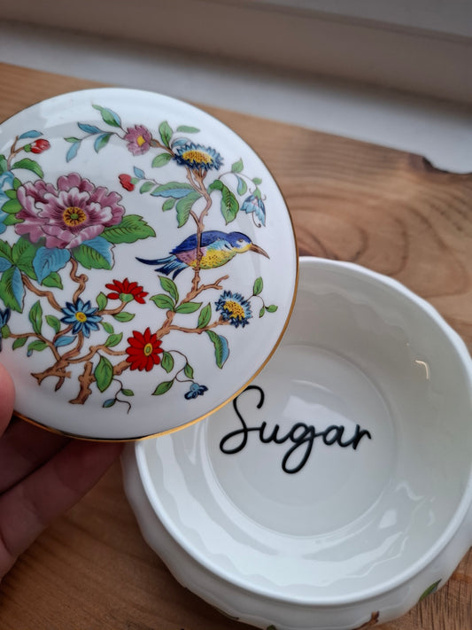 'Sugar Tits' Upcycled Medium Sized Floral Bird Trinket Pot