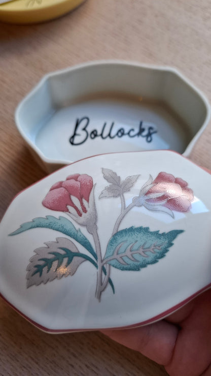 'Bollocks' Floral Trinket Pot