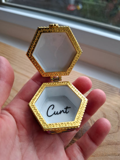 'Cunt' Upcycled Small Colourful Hexagonal Shaped Trinket Pot