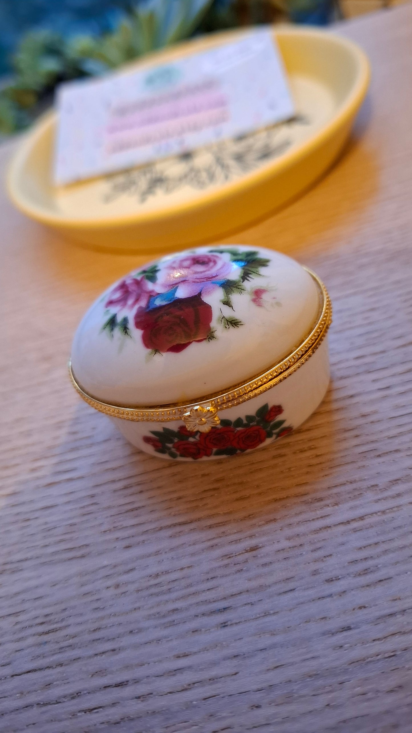 'Twat' Upcycled Mini Trinket/Pill Pot Pink Roses