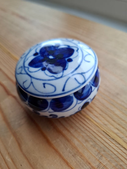 'Cunt' Upcycled Blue & White Round Pretty Trinket Pot