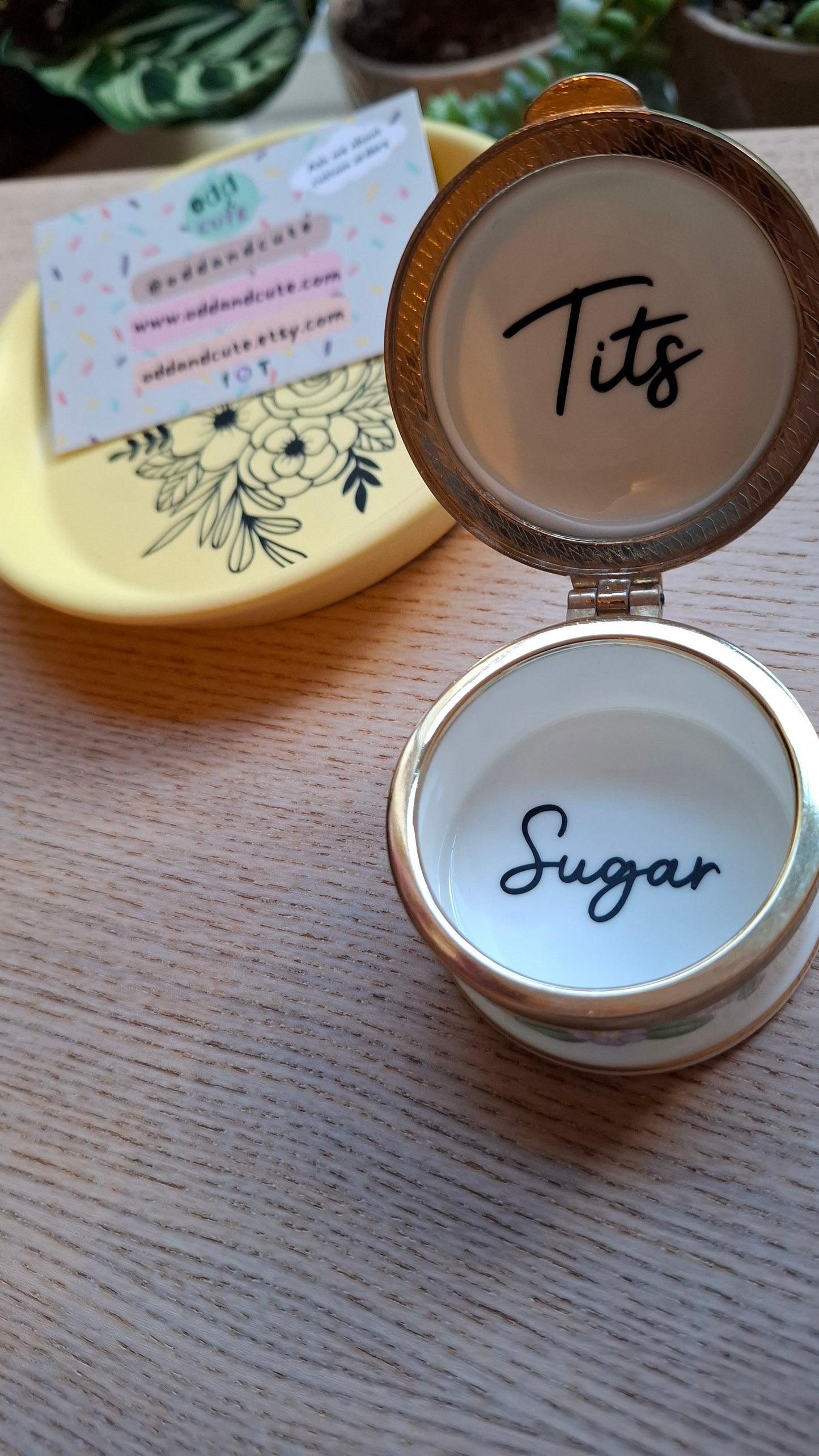 'Sugar Tits' Upcycled Floral Trinket Pot