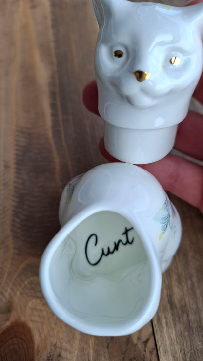 'Cunt' Upcycled Aynsley Pretty Cat Trinket Pot
