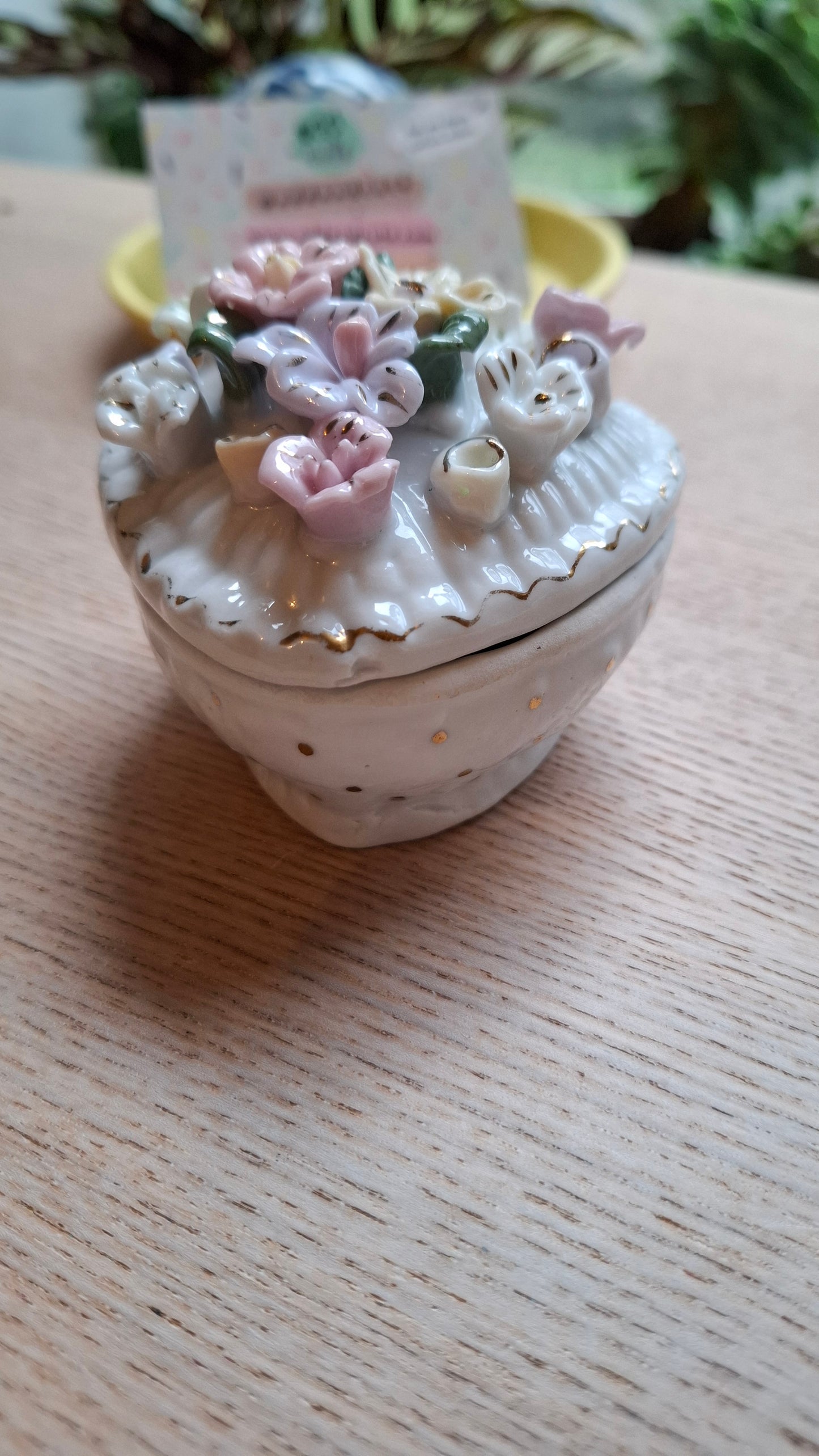 'Ball Bag' Upcycled Floral Heart Shaped Trinket Pot