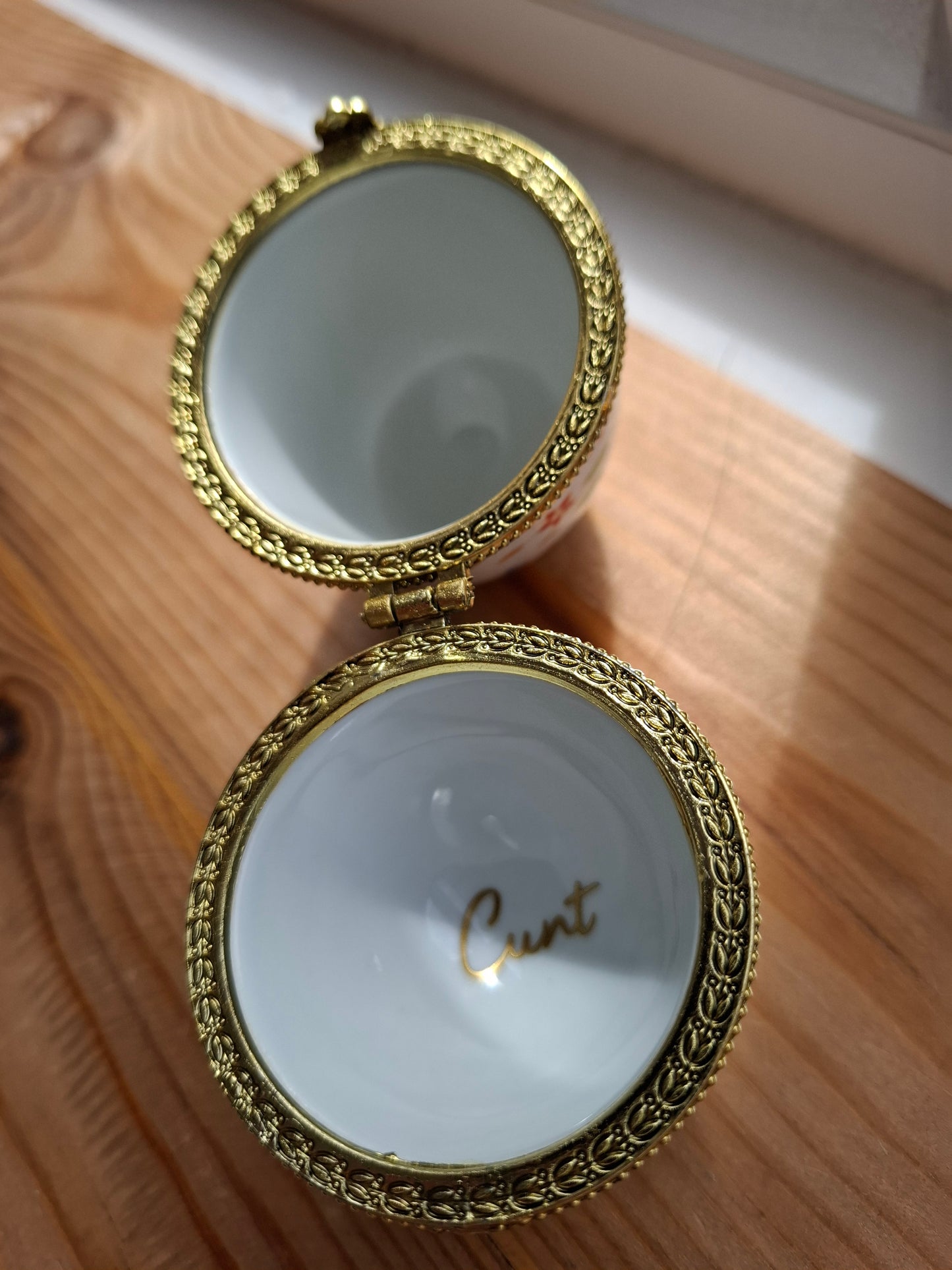'Cunt' Upcycled Fancy Egg Trinket Pot With Legs