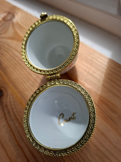 'Cunt' Upcycled Fancy Egg Trinket Pot With Legs