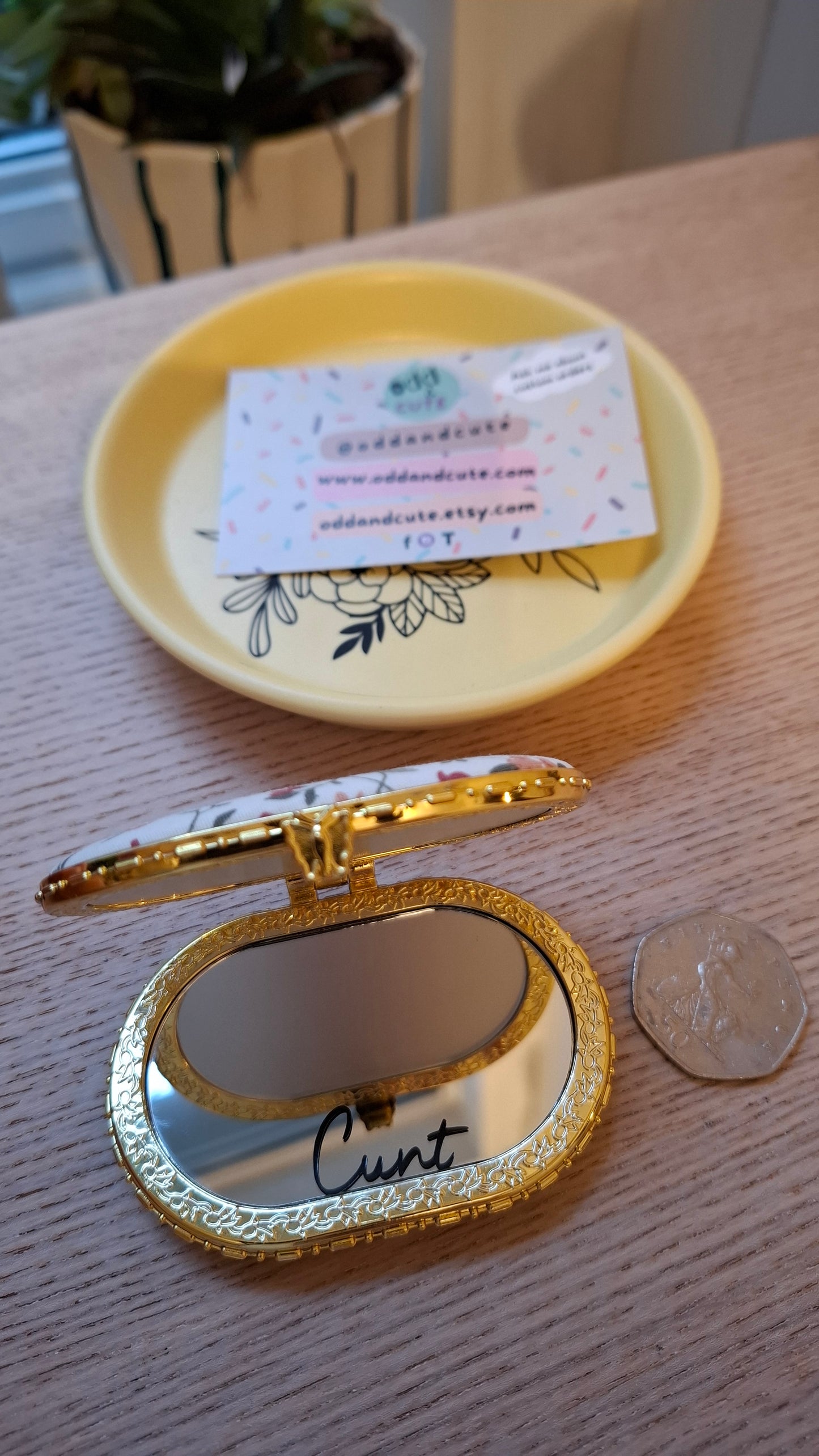 'Cunt' Compact Mirror, Oval Shape