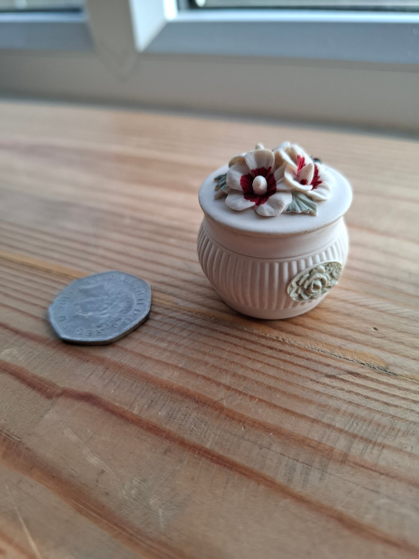 'Cunt' Upcycled TINY Floral Round Trinket Pot