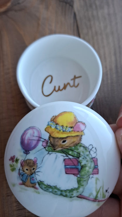 'Cunt' Upcycled Cute Mouse Trinket Pot