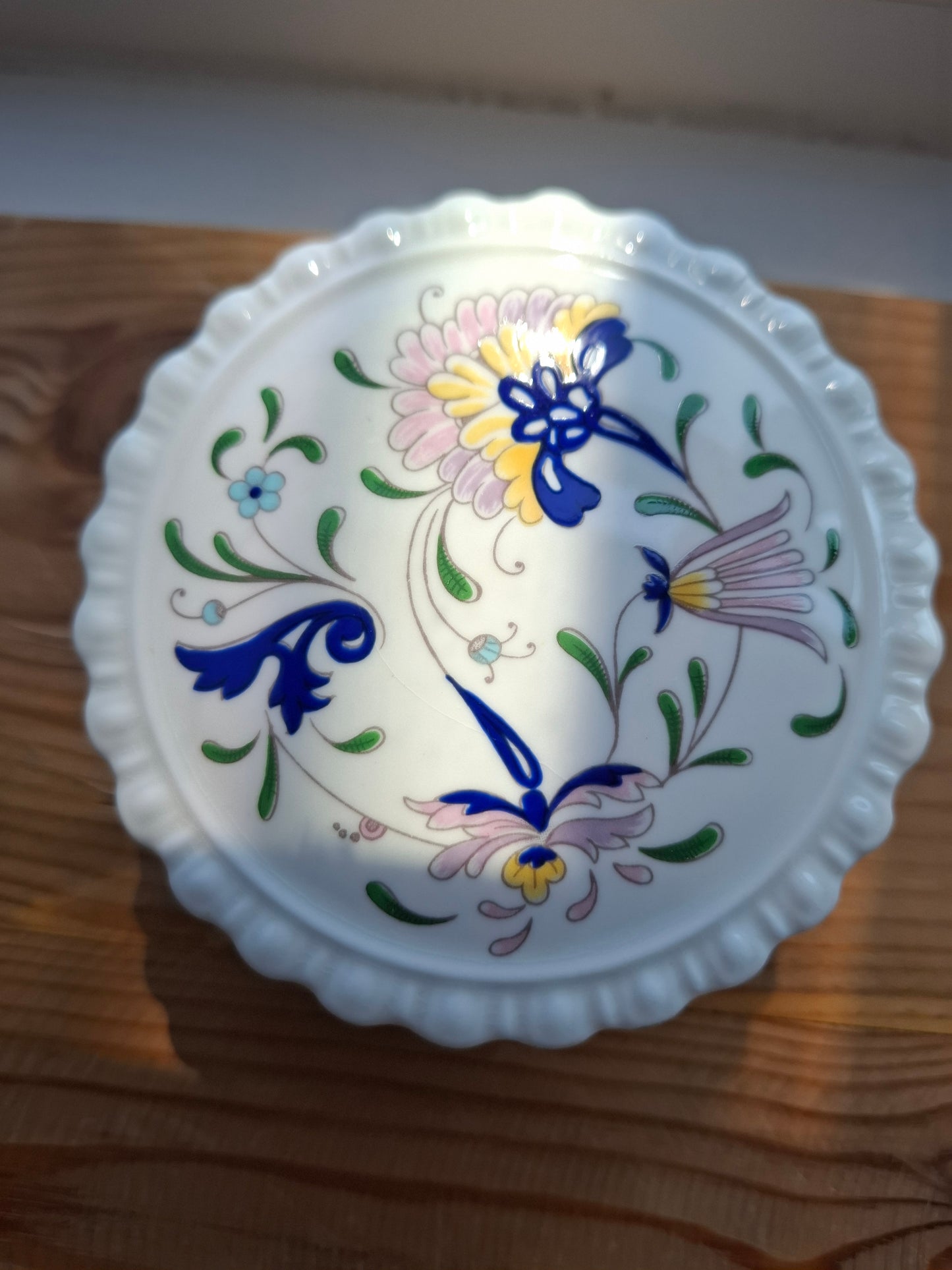 'Slag' Upcycled Purple Floral Frilly Trinket Pot