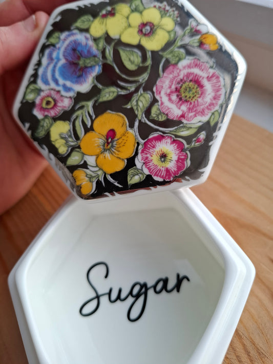 'Sugar Tits' Upcycled Shiny Floral Trinket Pot