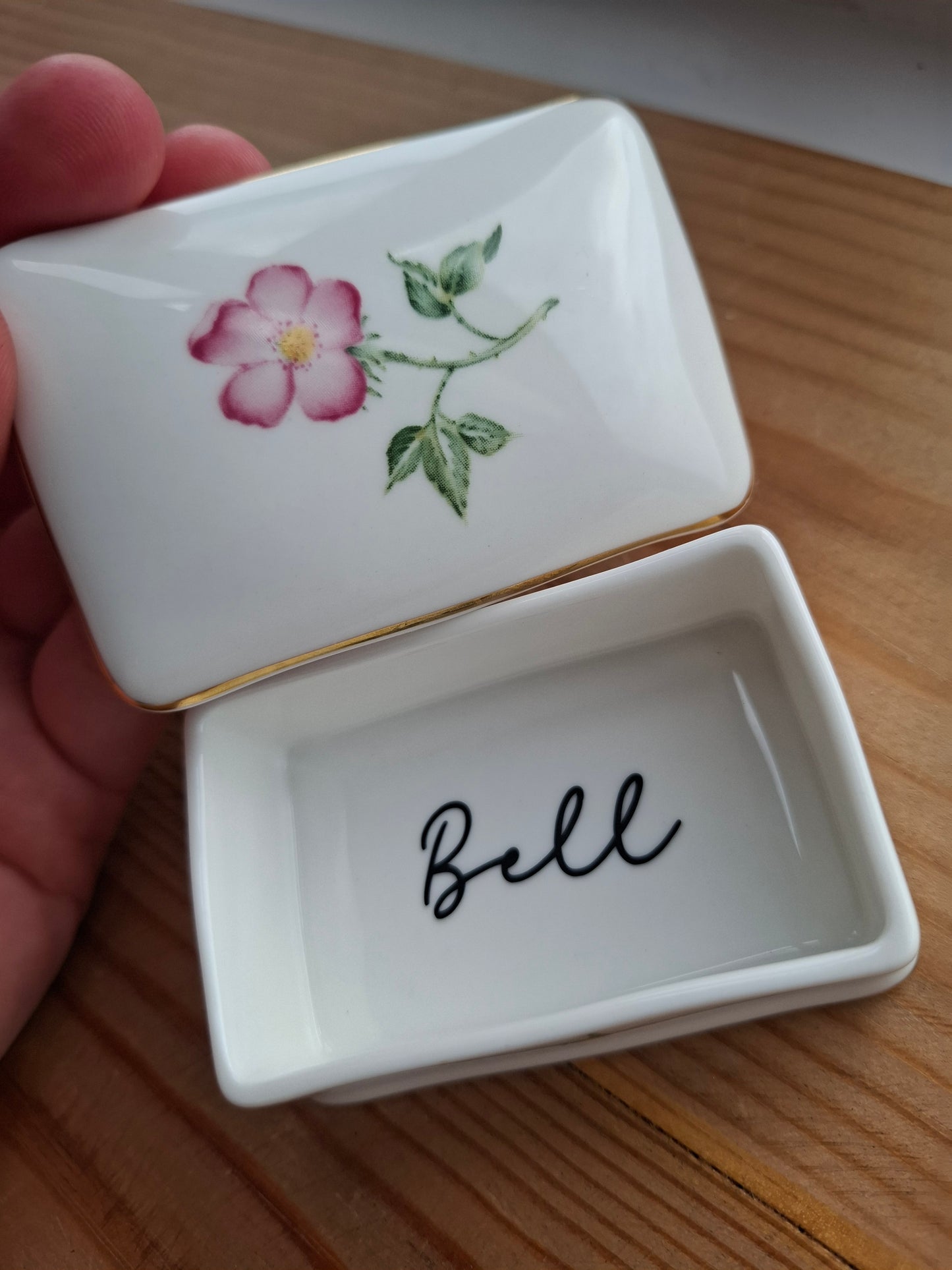 'Bell End' Upcycled Pink Wild Rose Trinket Pot