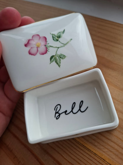 'Bell End' Upcycled Pink Wild Rose Trinket Pot