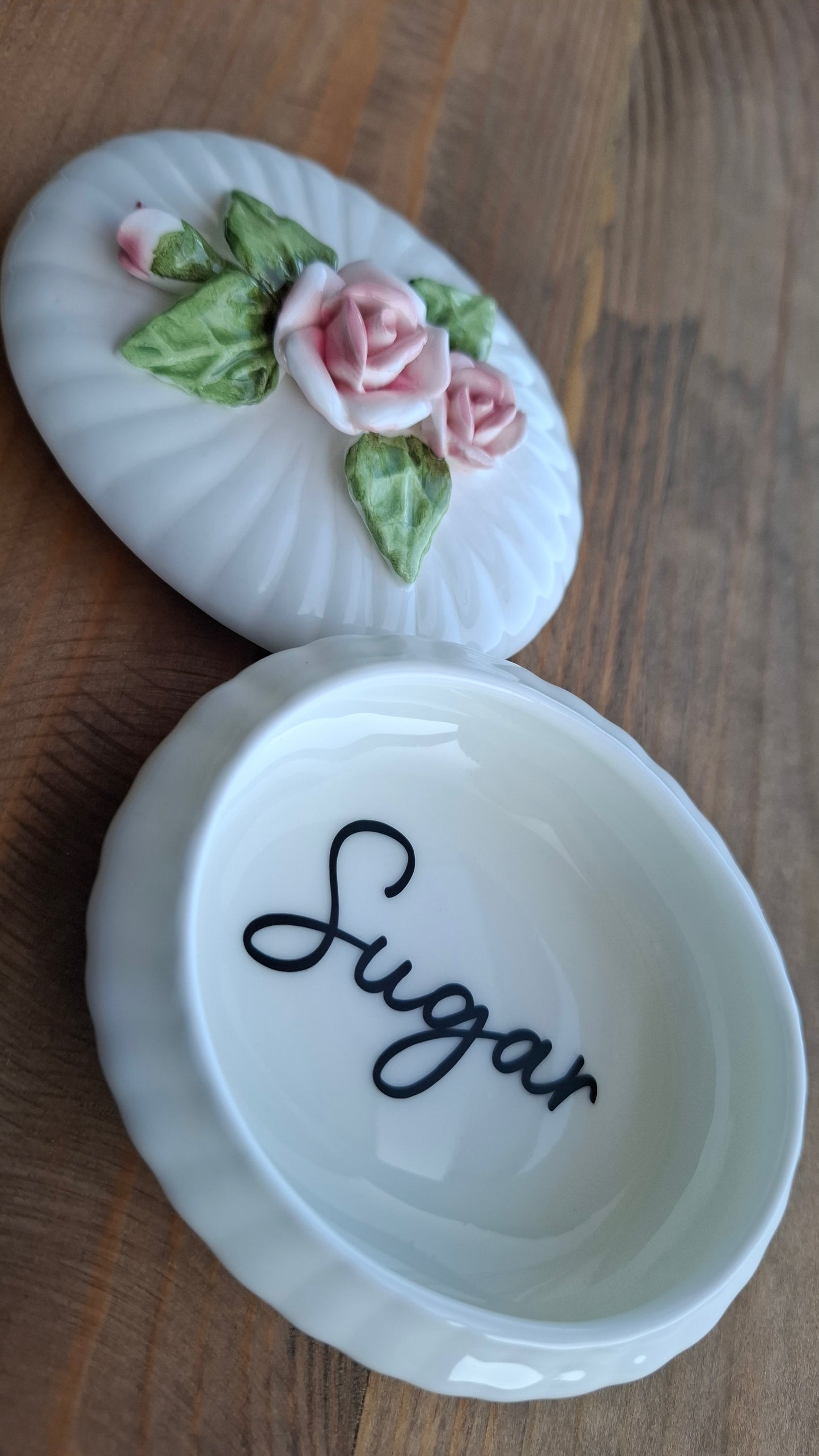 'Sugar Tits' Upcycled Oval Rose Trinket Pot