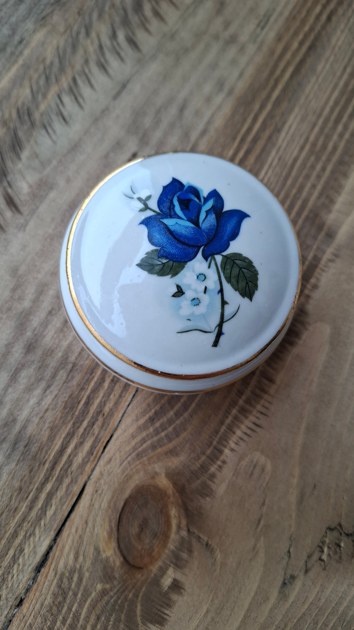 'Twat' Upcycled Blue Rose Trinket Pot