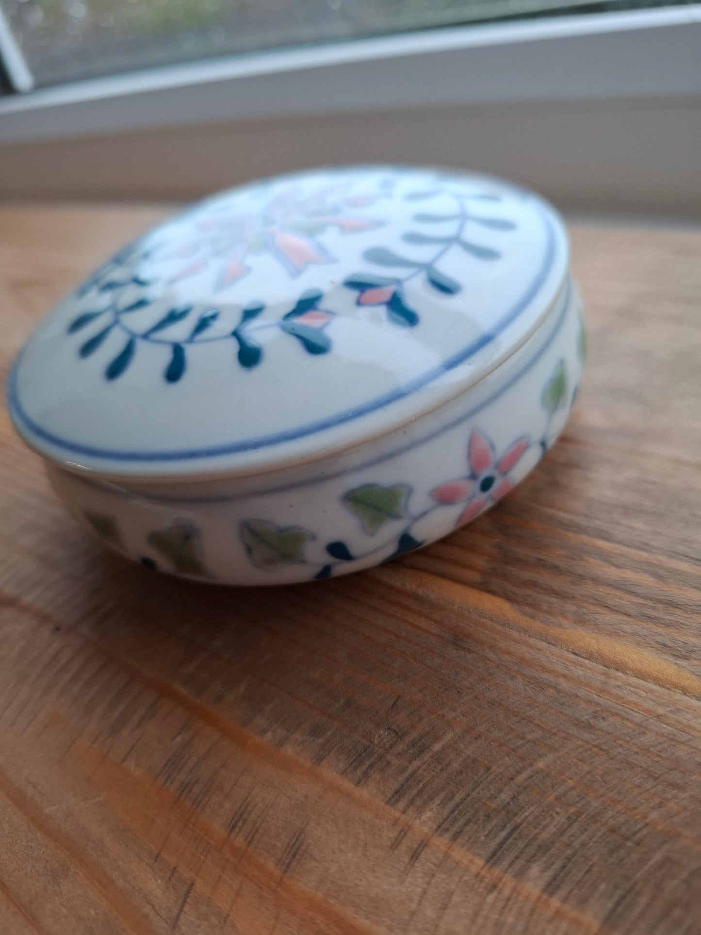 'Beef Curtains' Upcycled Round Patterned Trinket Pot