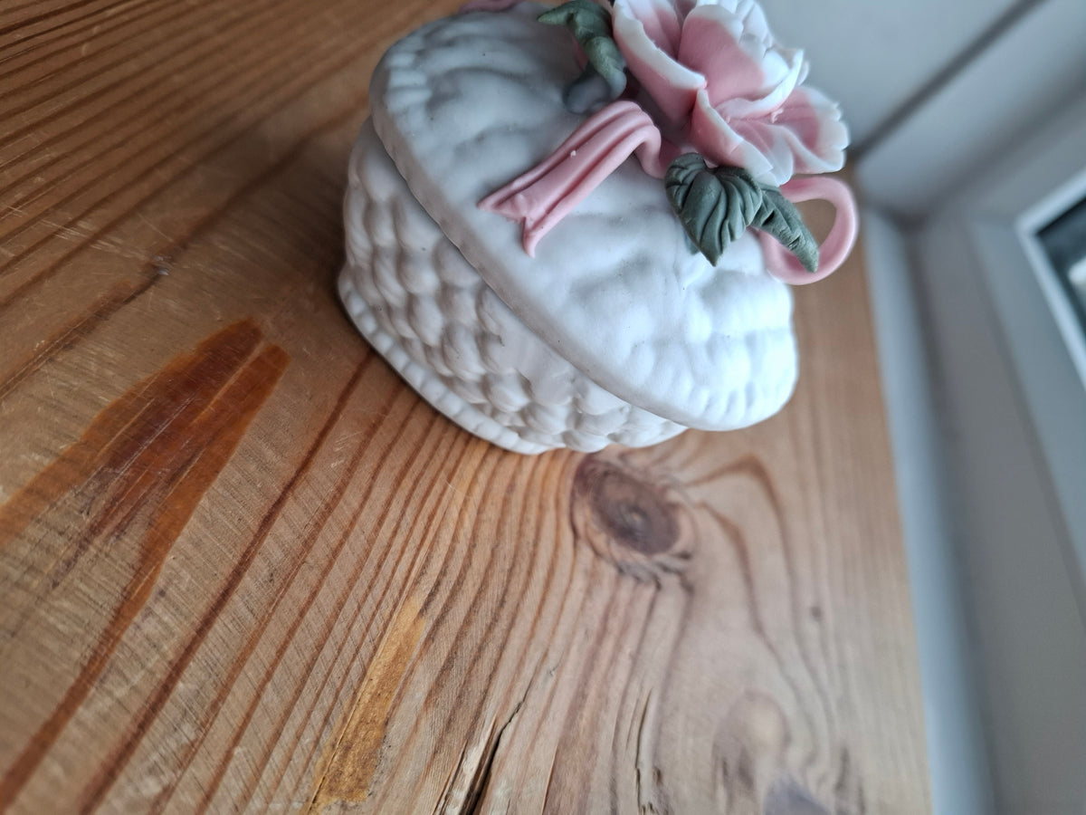 'Cunt' Upcycled Heart Shaped Pink Rose Trinket Pot