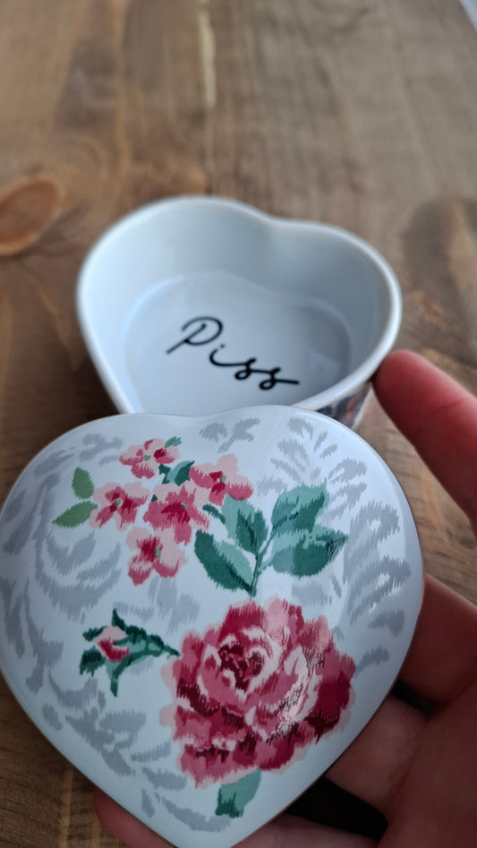'Piss Flaps' Upcycled Heart Shaped Trinket Pot