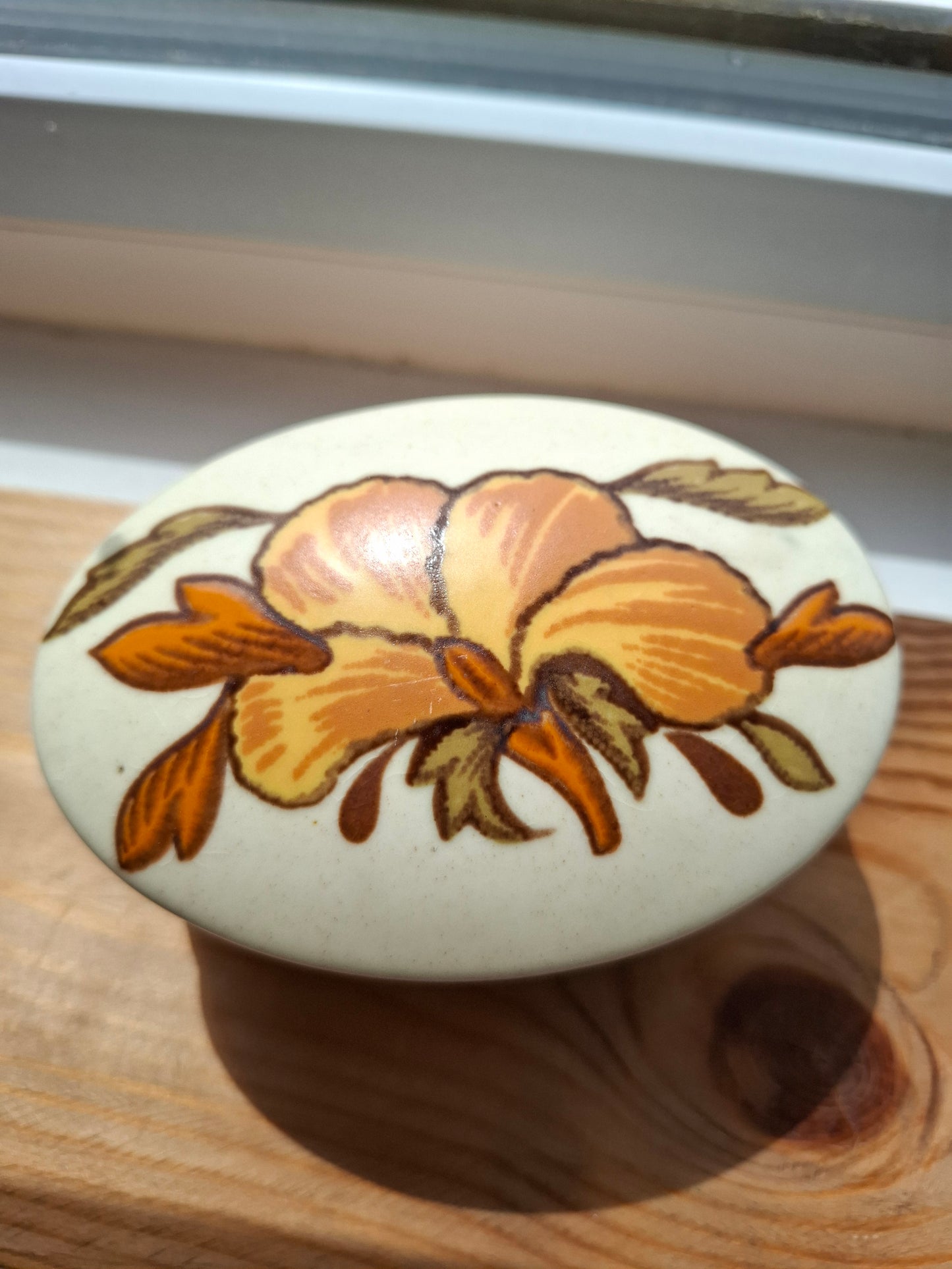 'Cunt' Upcycled Oval Orange Floral Trinket Pot
