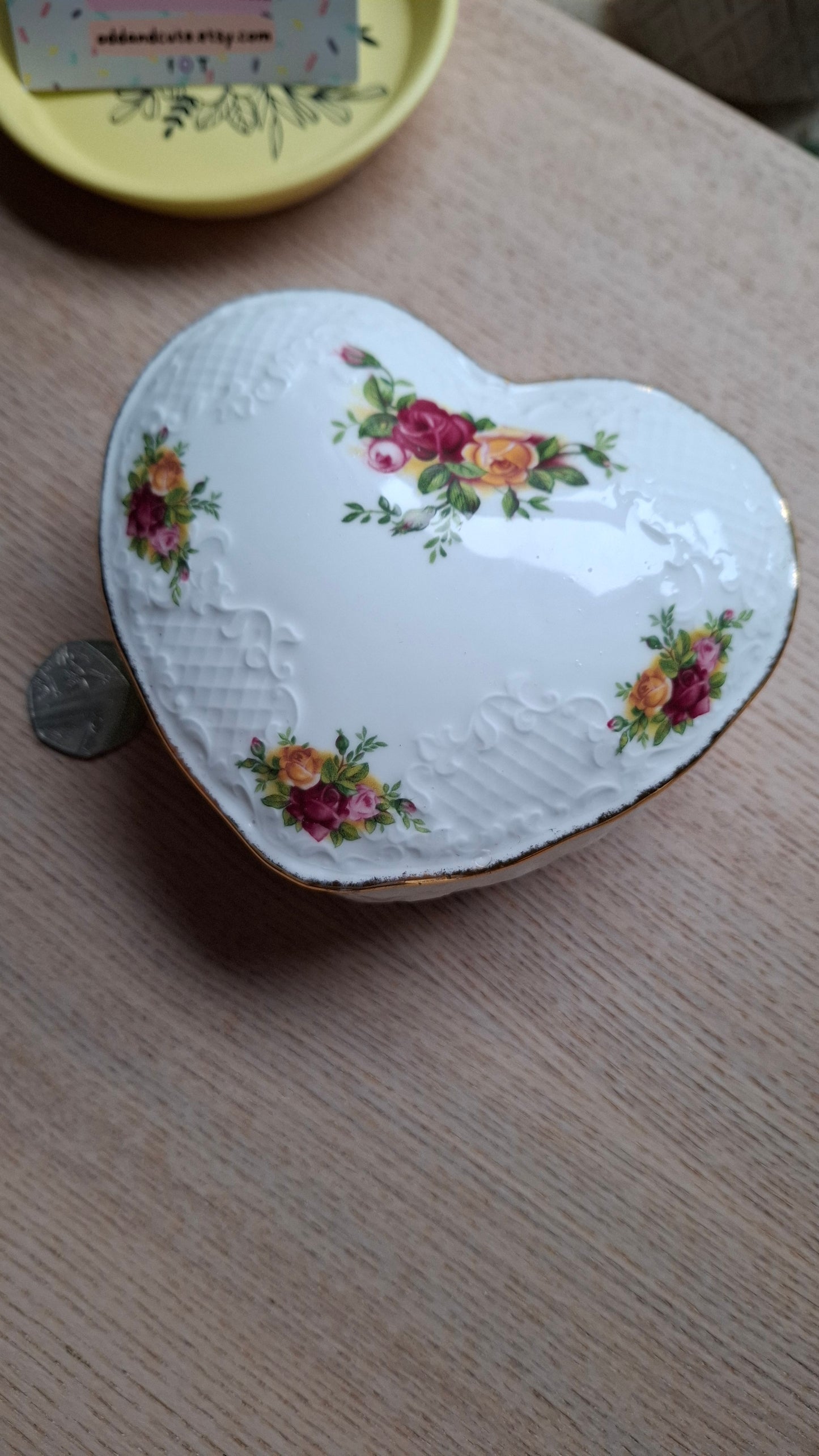 'Beef Curtains' Upcycled Large Pretty Heart Trinket Pot