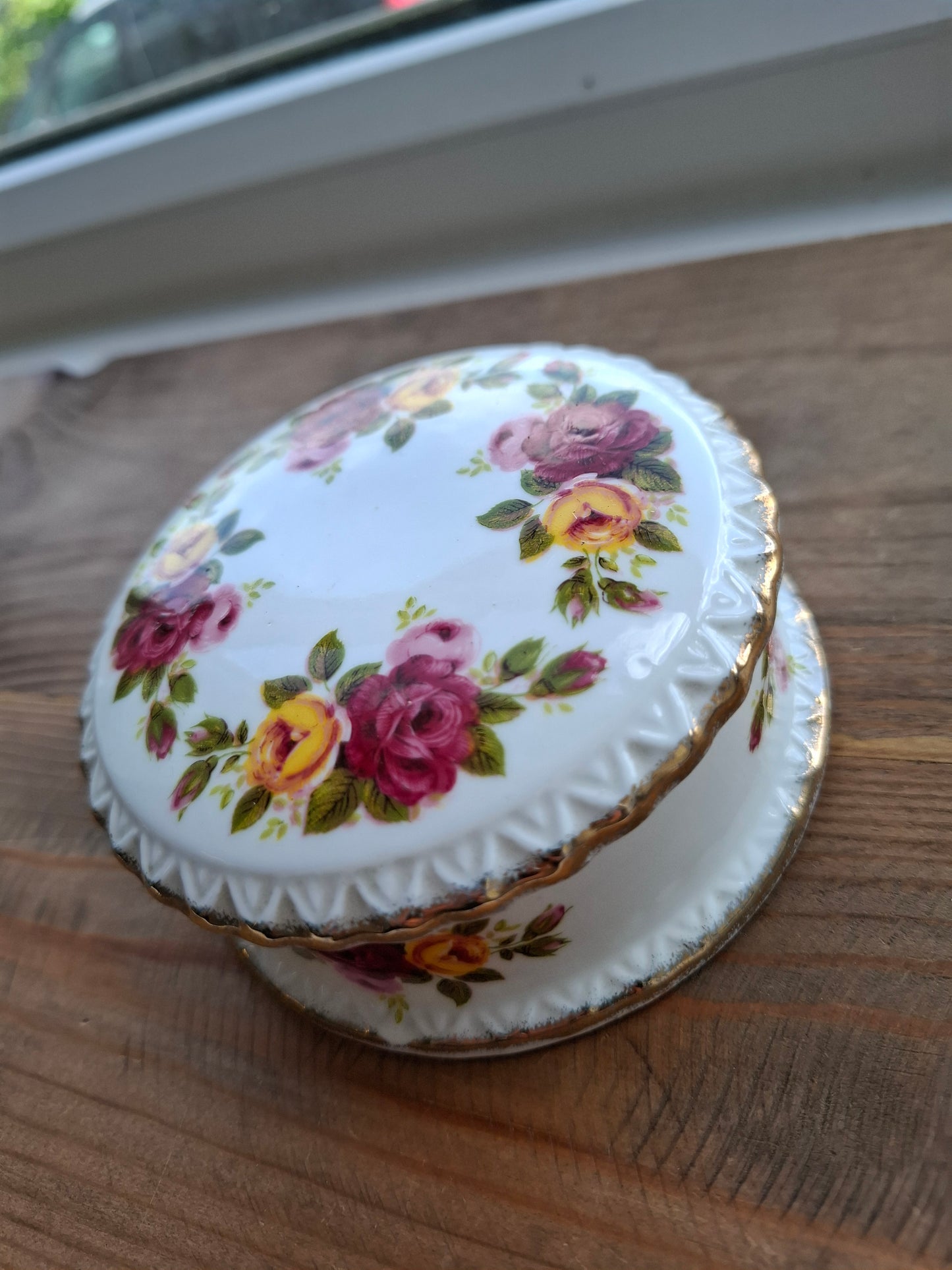 'Slag' Upcycled Cottage Rose Trinket Pot