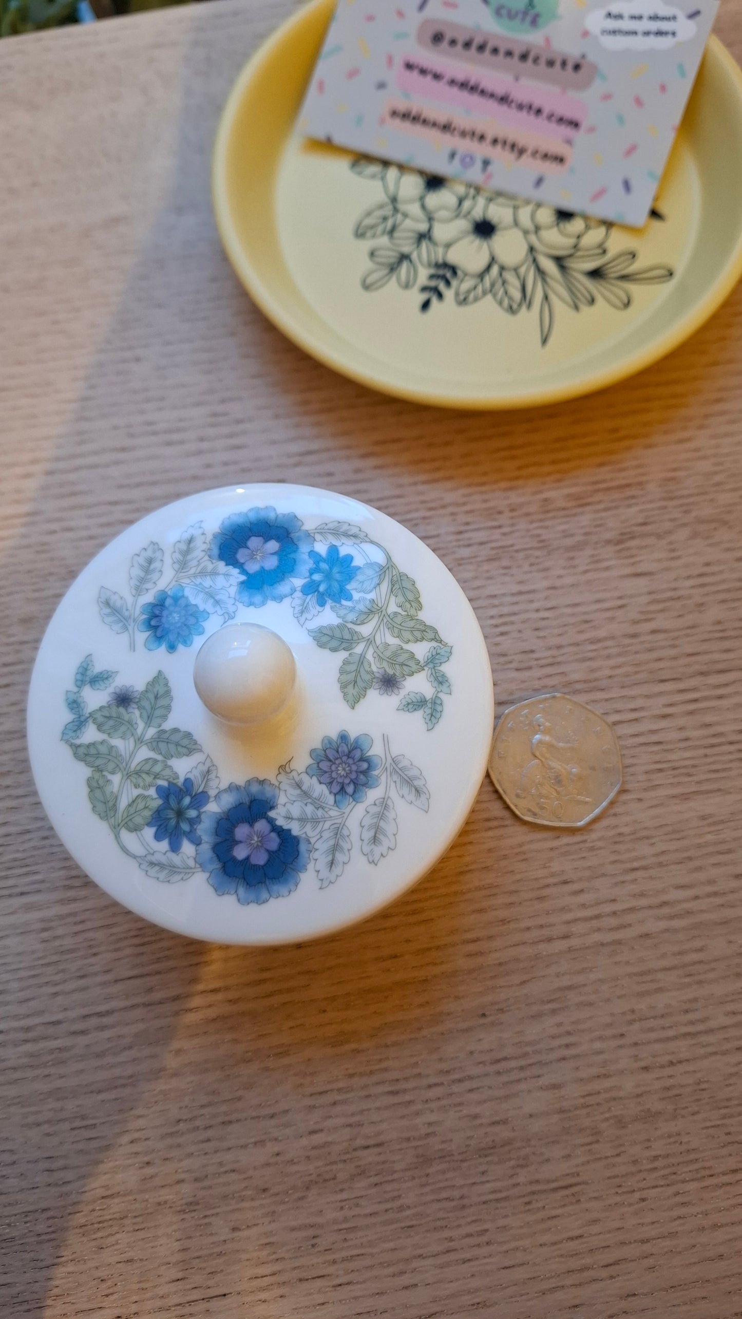 'Prick' Upcycled Wedgwood Blue Floral Trinket Pot