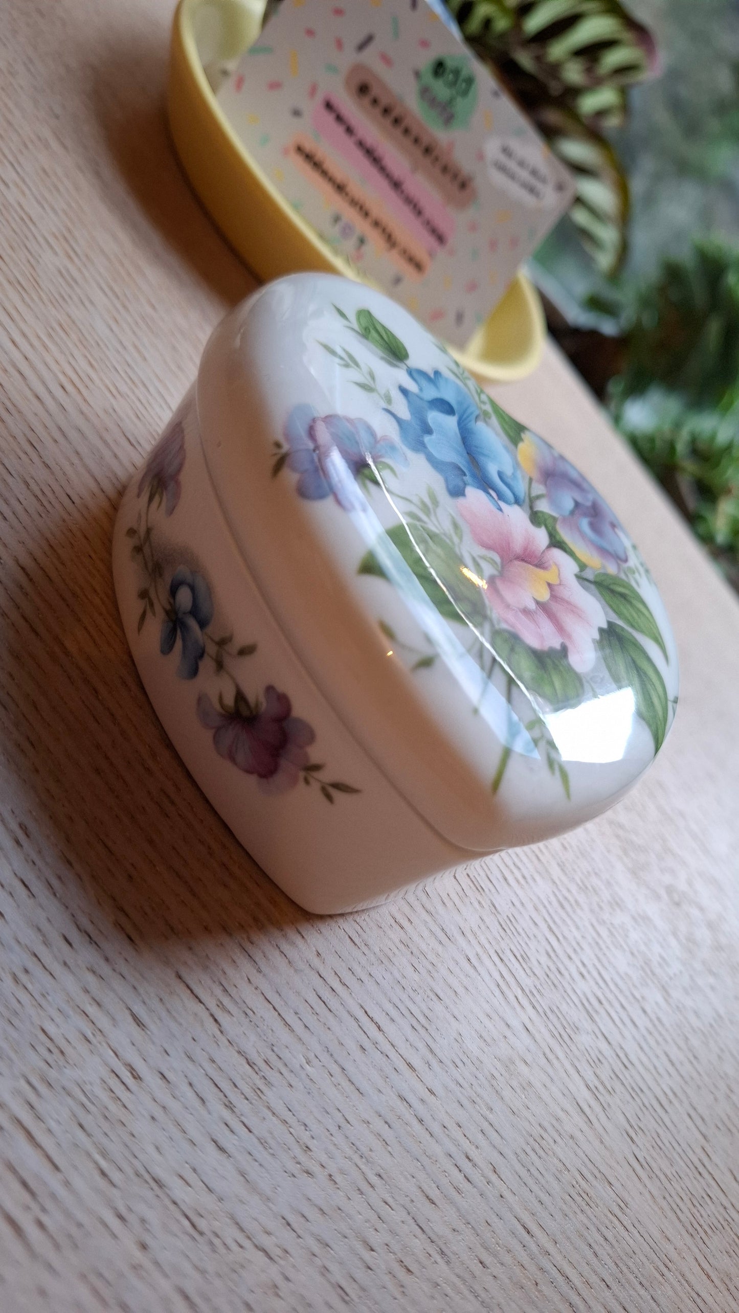 'Fanny Flaps' Upcycled Floral Heart Shaped Trinket Pot