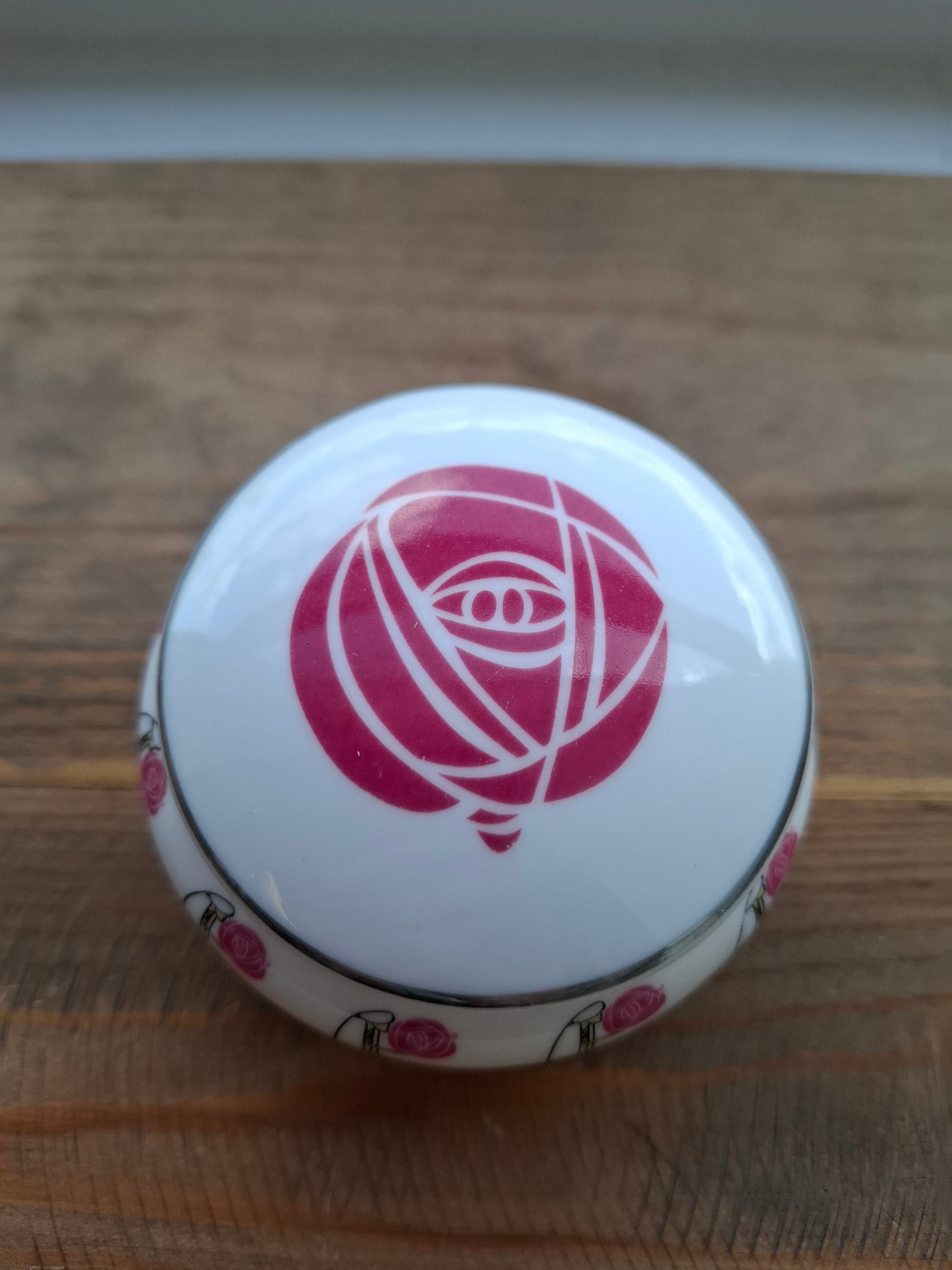'Slag' Upcycled Pink Art Nouveau Style Rose Trinket Pot