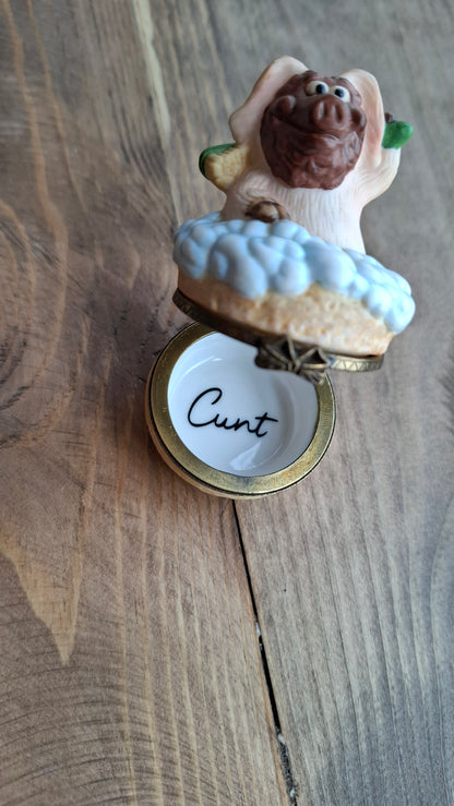'Cunt' Upcycled Pig Having A Bath Mini Trinket Pot