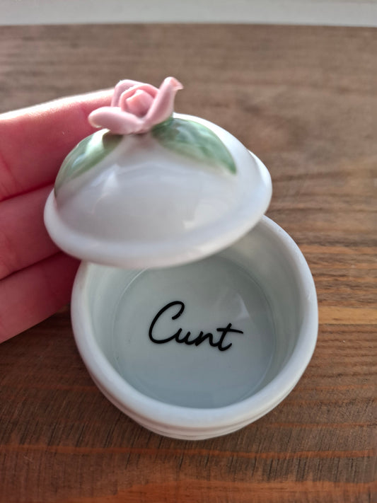 'Cunt' Upcycled Little Rose Trinket Pot