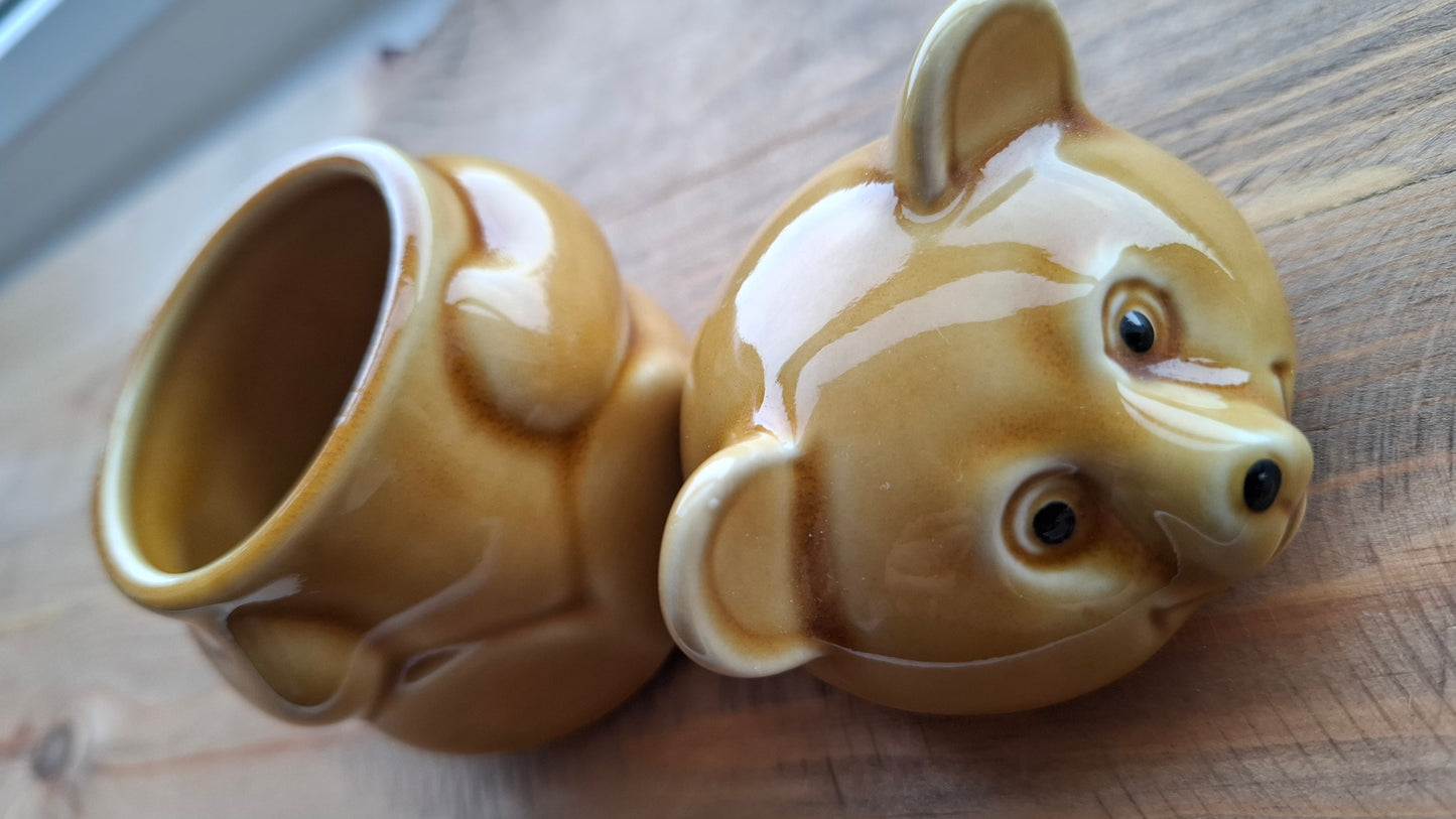 'Cunt' Upcycled Golden Brown Funny Looking Bear Trinket Pot
