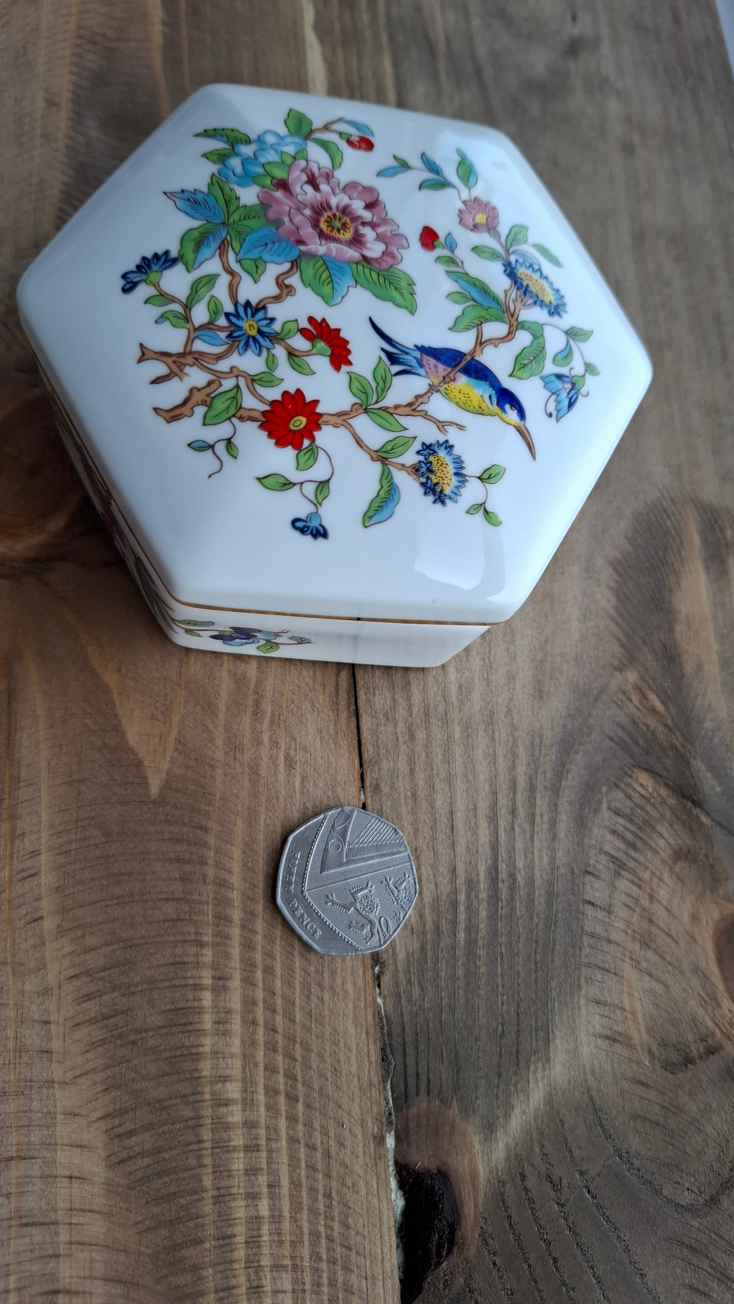 'Cunt' Upcycled Large Aynsley Hexagon Shaped Trinket Pot