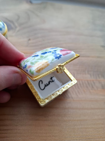 'Cunt' Upcycled Mini Trinket/Pill Pot Multi Coloured Floral