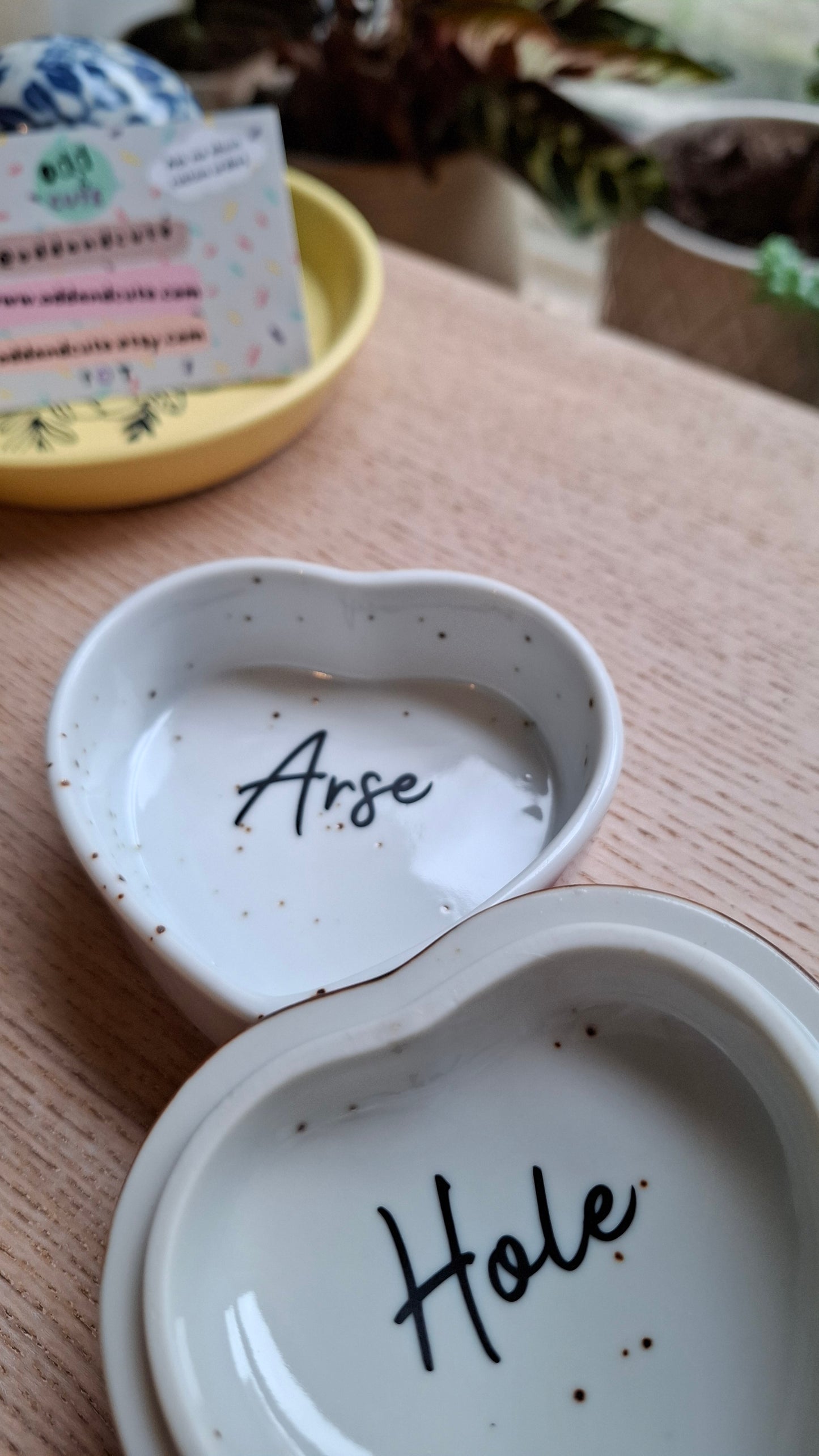 'Arse Hole' Upcycled Heart Shaped Trinket Pot