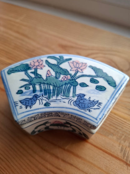 'Fanny Flaps' Upcycled Pretty Birds & Pond Scenery Trinket Pot