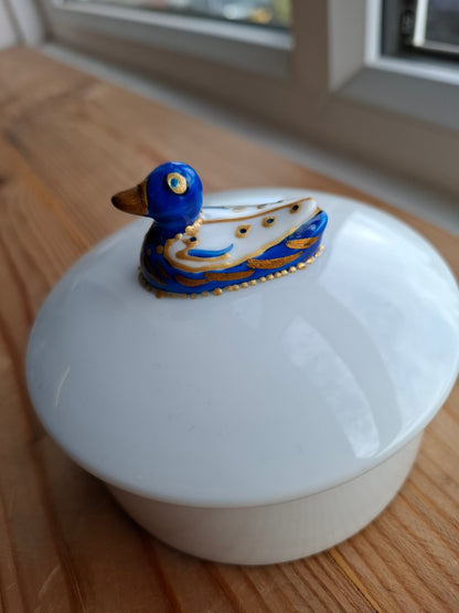'Fuck A Duck' Upcycled Fancy Blue/Gold Duck Trinket Pot