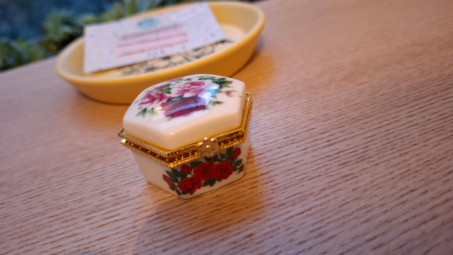 'Twat' Upcycled Mini Trinket/Pill Pot Pink Roses