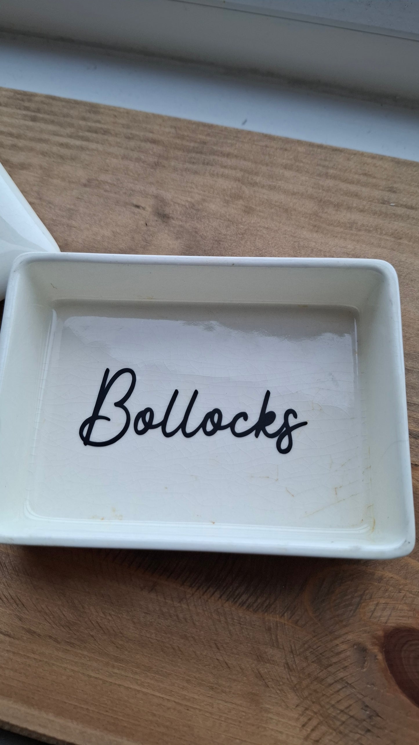 'Bollocks' Floral Rectangular Trinket Pot (CHEAPER DUE TO CRACKLE/STAINING)