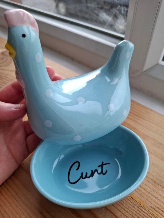 'Cunt' Upcycled Blue Chicken Trinket Pot