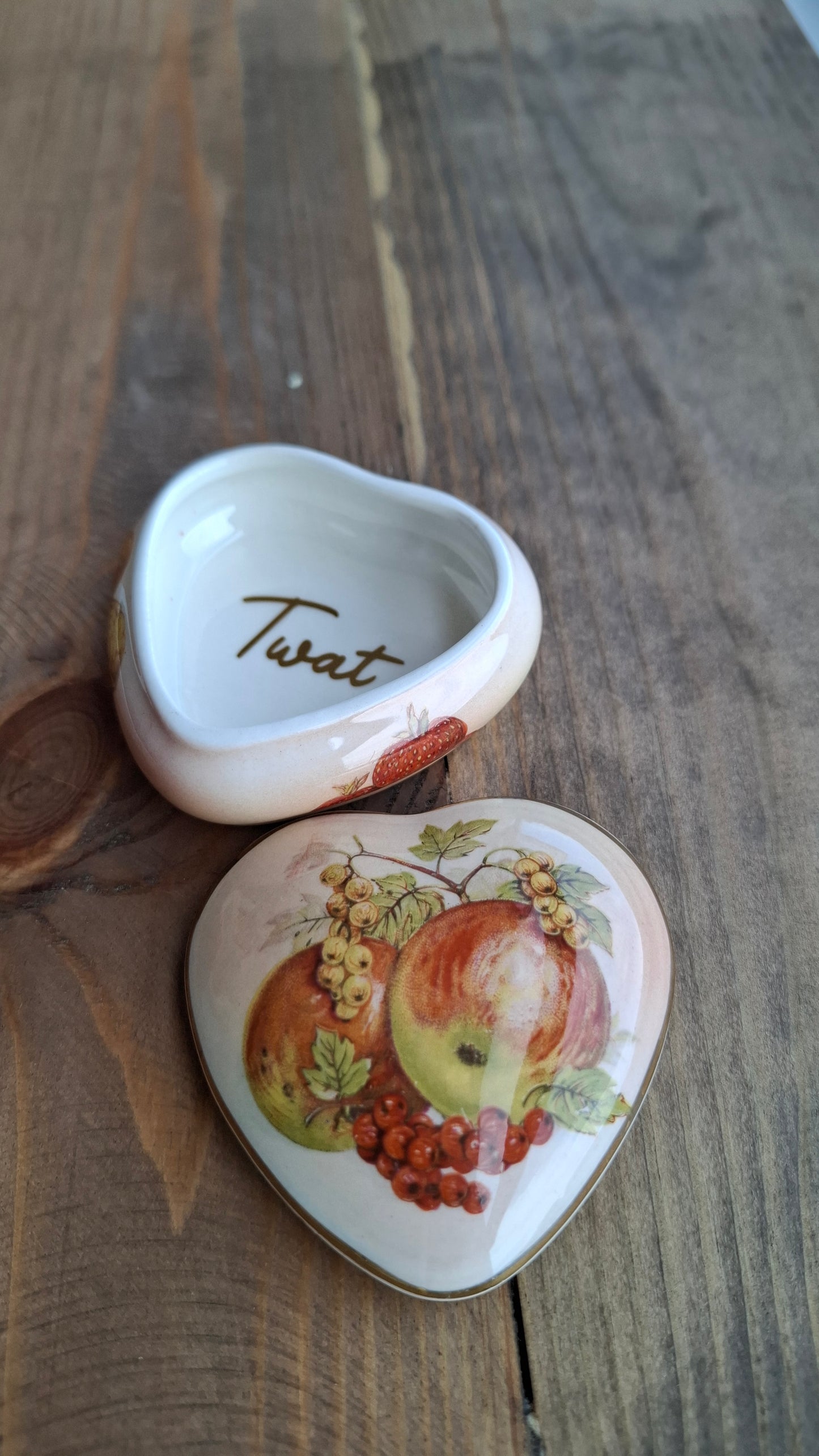 'Twat' Upcycled Heart Shaped Fruity Trinket Pot